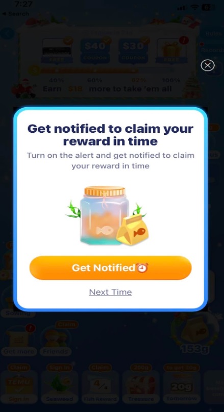 Rewards notification