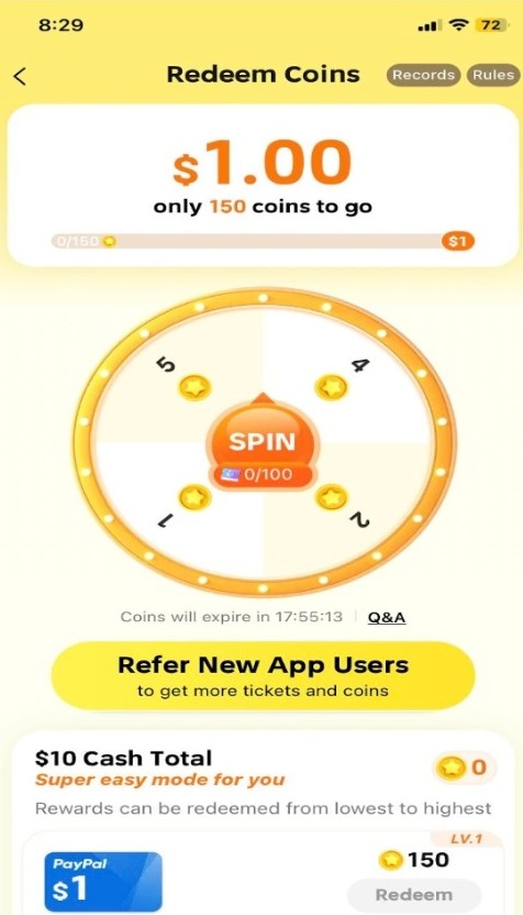 Redeem coins