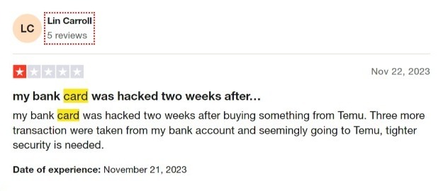 Trustpilot customer review