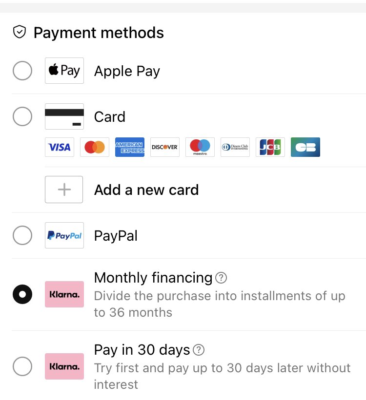 The accepted payment options in Temu Finland