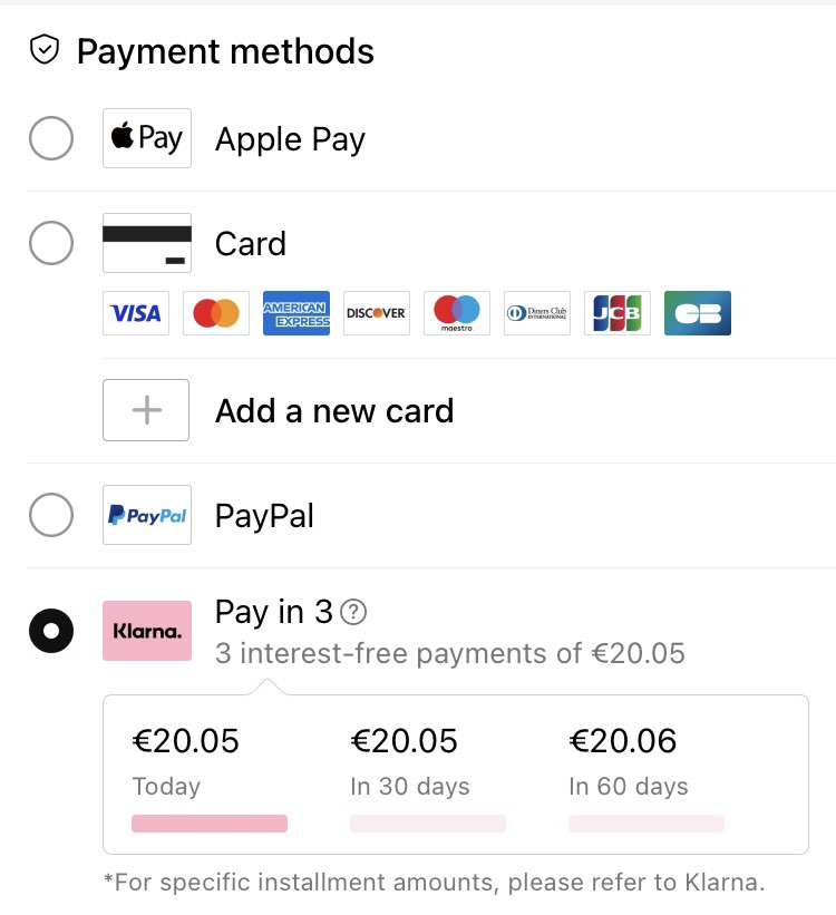 The accepted payment options in Temu Ireland