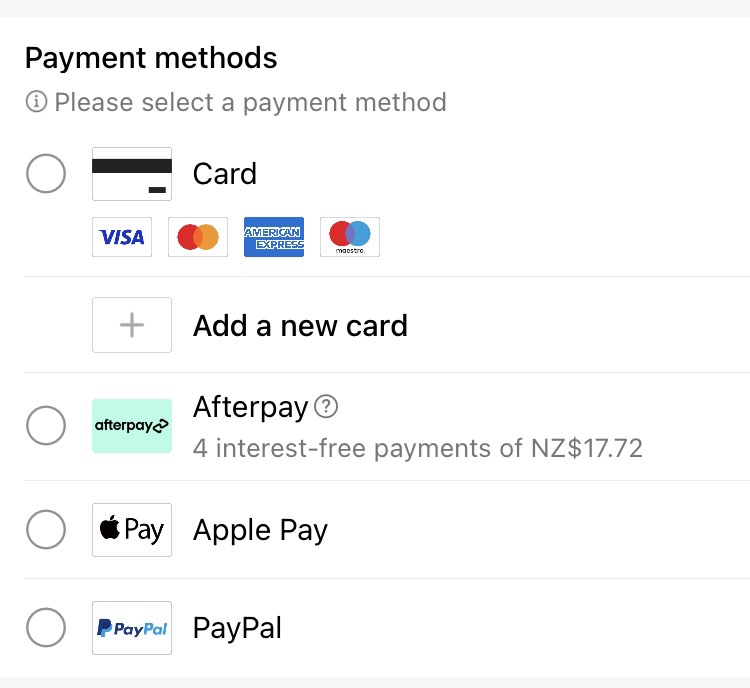 The accepted payment options in Temu New Zealand